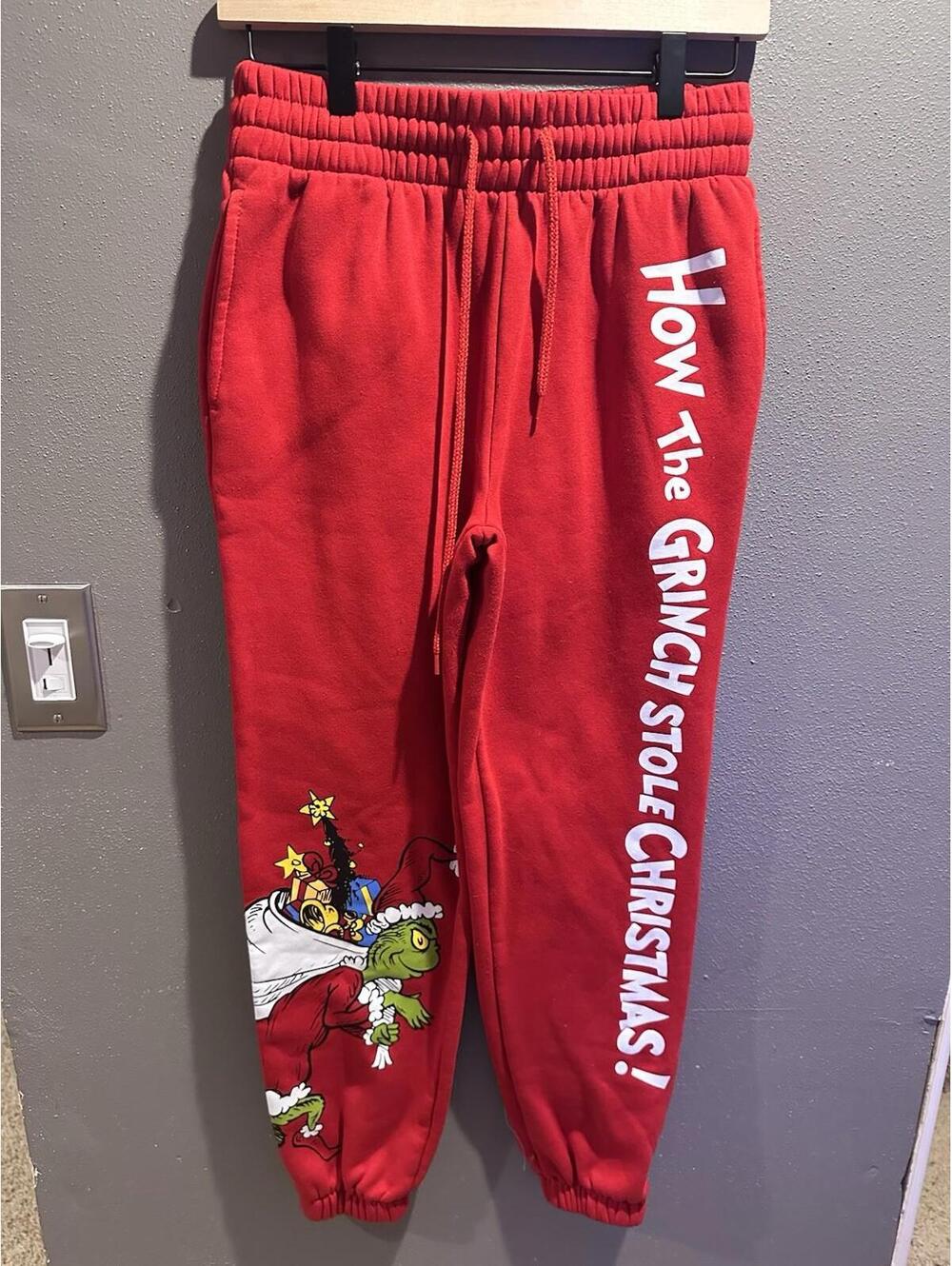 Dr. Seuss Red Grinch Christmas Joggers XS